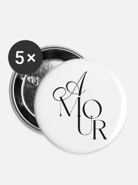 Elegantes Monogramm Amour  - Buttons groß 56 mm (5er Pack) - Weiß