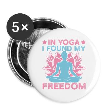 Yoga In Yoga I Found My Freedom Funny Yoga - Buttons groß 56 mm (5er Pack) - Weiß - Vorne