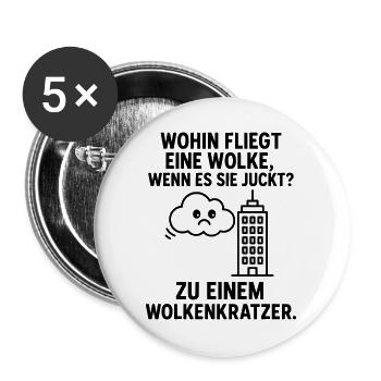 wolke kratzen kinderwitz - Buttons groß 56 mm (5er Pack) - Weiß - Vorne