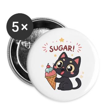 Chat gourmand et crème glacée SUGAR - Buttons large 2.2''/56 mm (5-pack) - white - Front