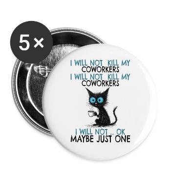 Collègue, employé, travail, stress, stress professionnel - Lot de 5 grands badges (56 mm) - blanc - Devant