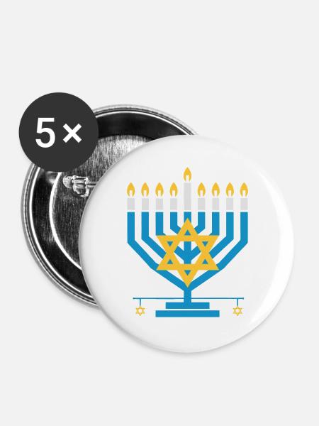 Hanukkah  - Buttons groß 56 mm (5er Pack) - Weiß