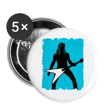 Heavy-Metal-Gitarristen-Poster - Buttons groß 56 mm (5er Pack) - Weiß - Vorne