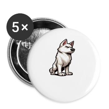 Talk to the paw White Shepherd Herding Dog - Buttons large 2.2''/56 mm (5-pack) - white - Front