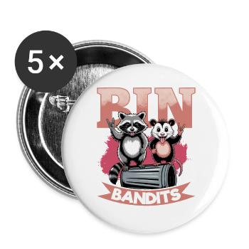 Funny Opossum and Raccoon - Buttons groß 56 mm (5er Pack) - Weiß - Vorne