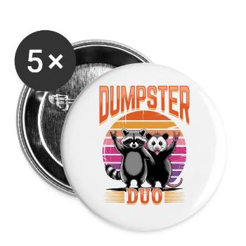 Funny Opossum and Raccoon - Buttons groß 56 mm (5er Pack) - Weiß - Vorne