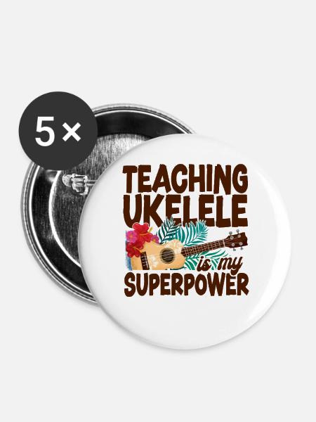 Hawaiian Ukulele Uke Teaching - Buttons groß 56 mm (5er Pack) - Weiß