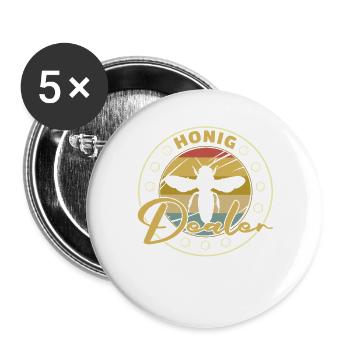  Imker Bienen Design für Imkerinnen und Imker - Buttons groß 56 mm (5er Pack) - Weiß - Vorne