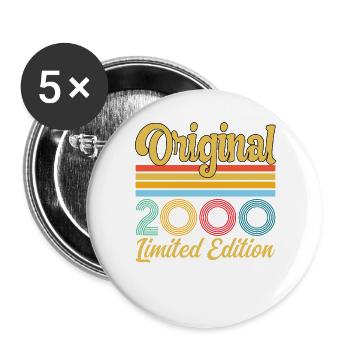 Geburtstagsgeschenk 2000 Originales Vintage-Retro-Geschenk - Buttons groß 56 mm (5er Pack) - Weiß - Vorne