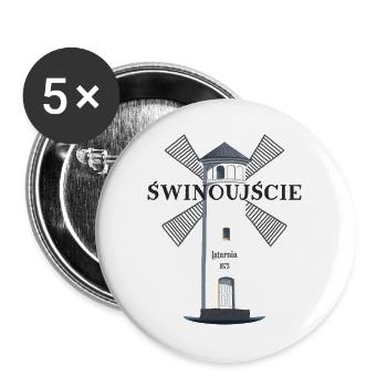 Swinemünde Leuchtturm , Handzeichnung Polen - Buttons groß 56 mm (5er Pack) - Weiß - Vorne