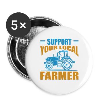 Agriculteur offre des cadeaux agricoles Tracteurs agricoles - Lot de 5 grands badges (56 mm) - blanc - Devant