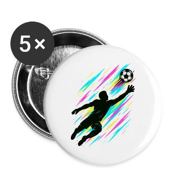 Torwart Action Kunst, Neon Fußball Design - Buttons groß 56 mm (5er Pack) - Weiß - Vorne
