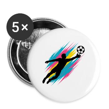 Neon Torwart Flug, Fußballfan Geschenk, bunt - Buttons groß 56 mm (5er Pack) - Weiß - Vorne