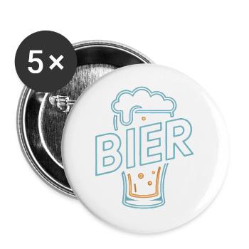 Bier - Cool Beer Logo - Buttons groß 56 mm (5er Pack) - Weiß - Vorne