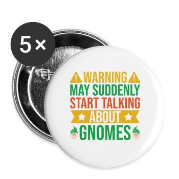 Garden Gnome Costume Start Talking About Gnome - Buttons large 2.2''/56 mm (5-pack) - white - Front