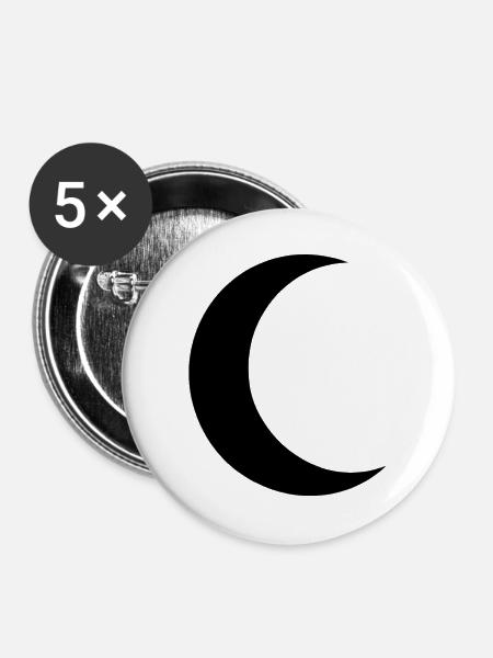 Mond Silhouette Minimalismus - Buttons groß 56 mm (5er Pack) - Weiß