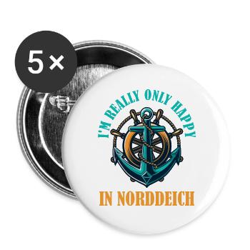 North Sea I'M ONLY REALLY HAPPY IN - Buttons large 2.2''/56 mm (5-pack) - white - Front