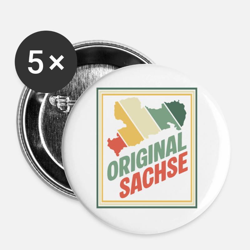 Original Saxony Retro Emblem - Buttons large 2.2''/56 mm (5-pack) - white