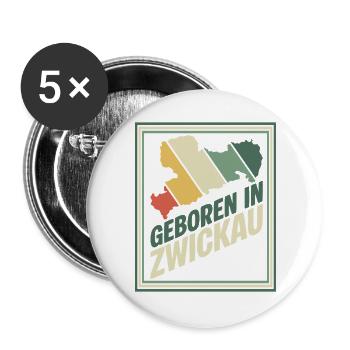 Geboren in Zwickau - Buttons groß 56 mm (5er Pack) - Weiß - Vorne