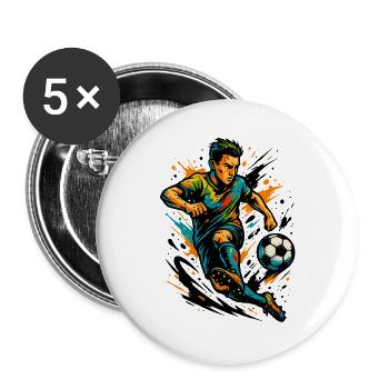 Neon Fußball Spieler, Action Kunst, Geschenk - Buttons groß 56 mm (5er Pack) - Weiß - Vorne