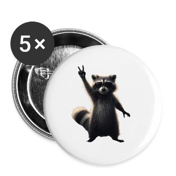 Cool raccoon with sunglasses motif - Buttons large 2.2''/56 mm (5-pack) - white - Front