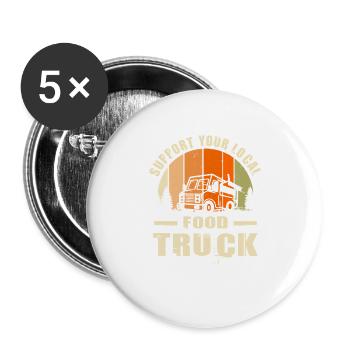 Food Truck Street Food Trucker Imbisswagen - Buttons large 2.2''/56 mm (5-pack) - white - Front