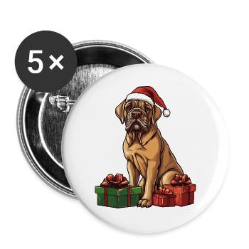 Mastiff Hund Weihnachten Geschenke - Buttons groß 56 mm (5er Pack) - Weiß - Vorne