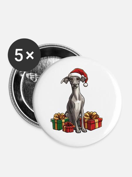 Greyhound Hund Weihnachten Geschenke - Buttons groß 56 mm (5er Pack) - Weiß