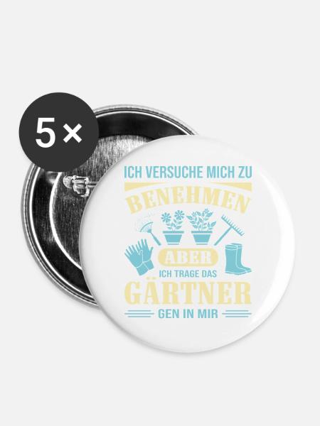 Gartenbau Gärtner Garten Gartenarbeit Sprüche - Buttons groß 56 mm (5er Pack) - Weiß
