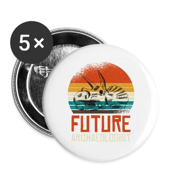 Futur archéologue Fossil Skull - Lot de 5 grands badges (56 mm) - blanc - Devant