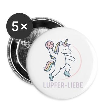 Unicorn Handball Lupferliebe, tender throw - Buttons large 2.2''/56 mm (5-pack) - white - Front
