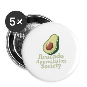 Avocado Appreciation Society - Buttons large 2.2''/56 mm (5-pack) - white - Front