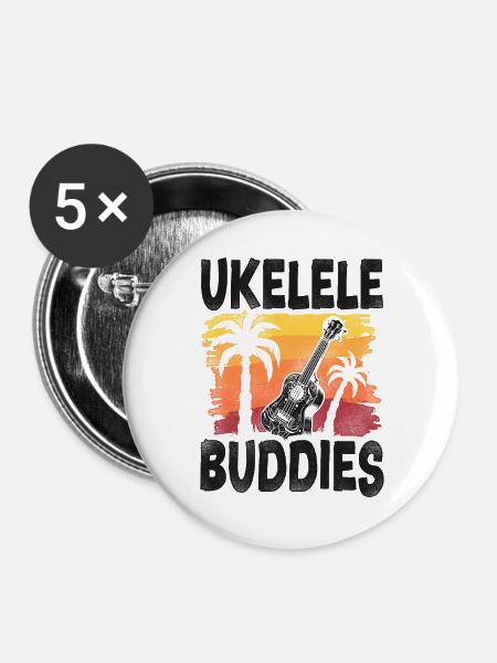 Hawaiian Ukulele Uke Besties - Buttons groß 56 mm (5er Pack) - Weiß