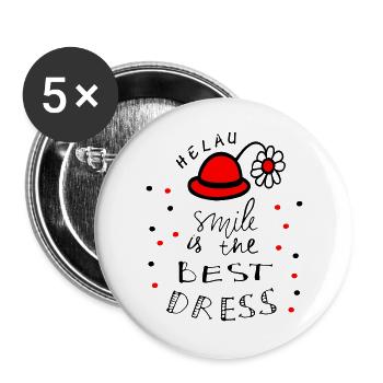 Carnaval Helau - Lot de 5 grands badges (56 mm) - blanc - Devant