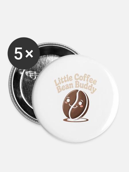 Kaffeebohne - Buttons groß 56 mm (5er Pack) - Weiß