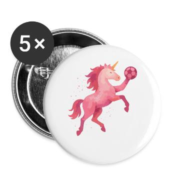 Unicorn Handball Watercolor, Pink Horse, Girl - Buttons large 2.2''/56 mm (5-pack) - white - Front