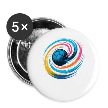 Handball Neon Ball, colorful whirl throw, dynamic - Buttons large 2.2''/56 mm (5-pack) - white - Front