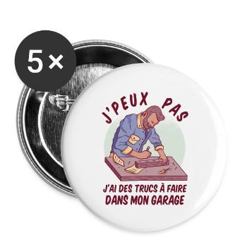 I Can't I Garage Humor DIY - Buttons large 2.2''/56 mm (5-pack) - white - Front