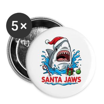 Shark Christmas - Buttons large 2.2''/56 mm (5-pack) - white - Front