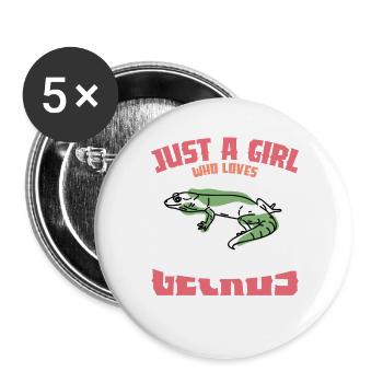 Gecko Vibes: Nur ein Mädchen - Buttons groß 56 mm (5er Pack) - Weiß - Vorne