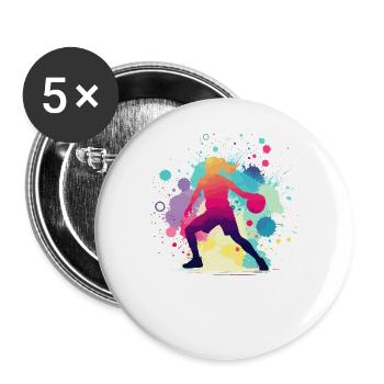 Basketball player, basketball, basketball player - Buttons large 2.2''/56 mm (5-pack) - white - Front