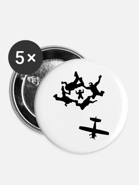 Skydiving - Buttons groß 56 mm (5er Pack) - Weiß