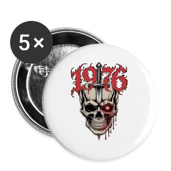 Skull with Dagger 1976 - Buttons large 2.2''/56 mm (5-pack) - white - Front