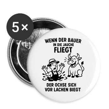 Farmer Slurry disant blague Bœuf - Lot de 5 grands badges (56 mm) - blanc - Devant