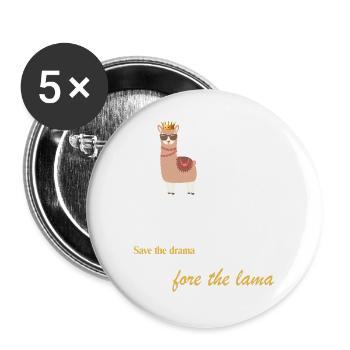 Regal Llama Crown Tee - Buttons groß 56 mm (5er Pack) - Weiß - Vorne