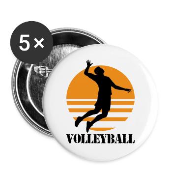 Volley-ball - Lot de 5 grands badges (56 mm) - blanc - Devant