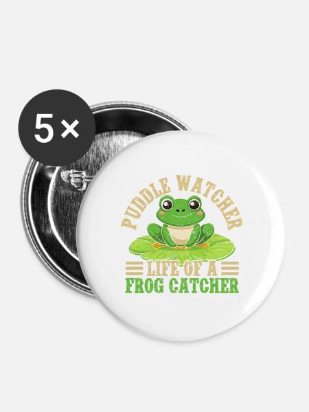 Frog Catcher Puddle Watcher Frog - Buttons groß 56 mm (5er Pack) - Weiß