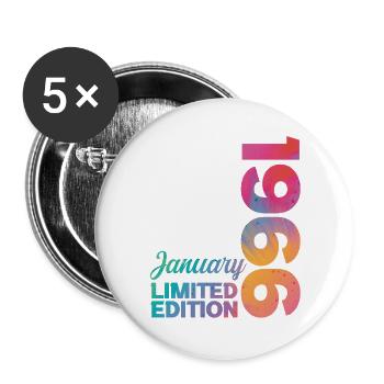 Birthday January 1966 Born in January Gift - Buttons large 2.2''/56 mm (5-pack) - white - Front