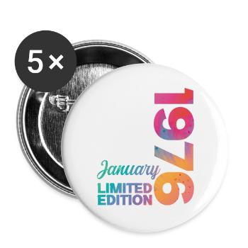 Anniversaire Janvier 1976 Né en Janvier Cadeau - Lot de 5 grands badges (56 mm) - blanc - Devant