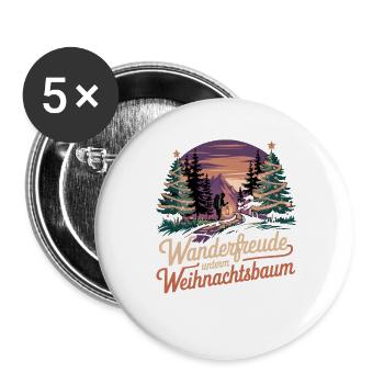 Wanderfreude unter dem Weihnachtsbaum - Buttons groß 56 mm (5er Pack) - Weiß - Vorne